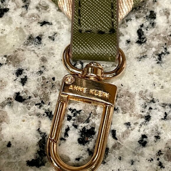 ADJUSTABLE WEBBING STRAP CANVAS/LEATHER KHAKI /MILITARYGREEN GOLD HARDWARE CHIC - Picture 10 of 13